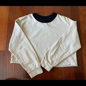 Zara - beige sweater with black mock neck